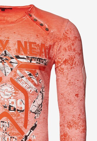 Rusty Neal Langarmshirt Rundhals Printed in Orange