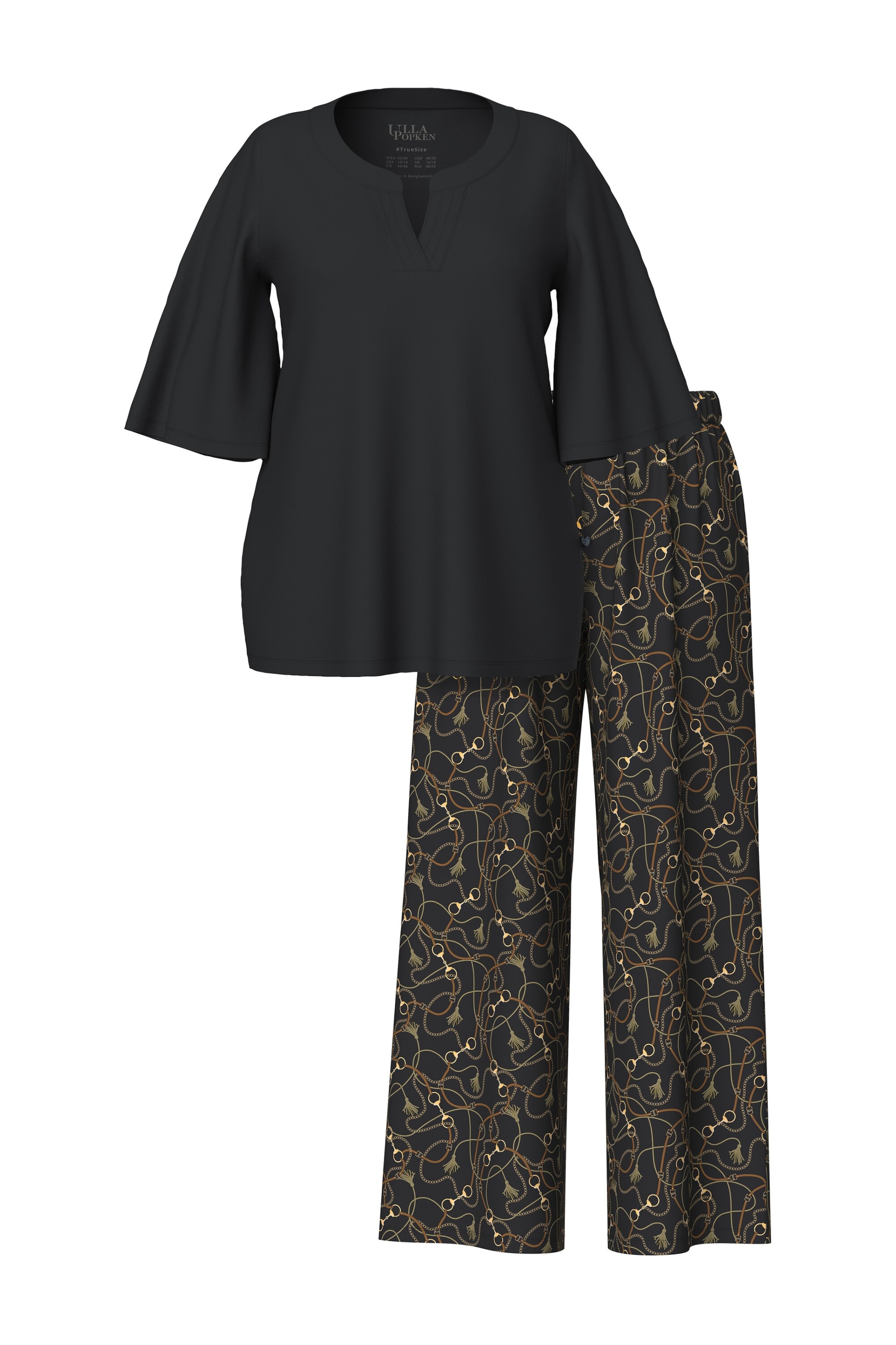 Ulla Popken Pyjama in Schwarz: Vorderseite