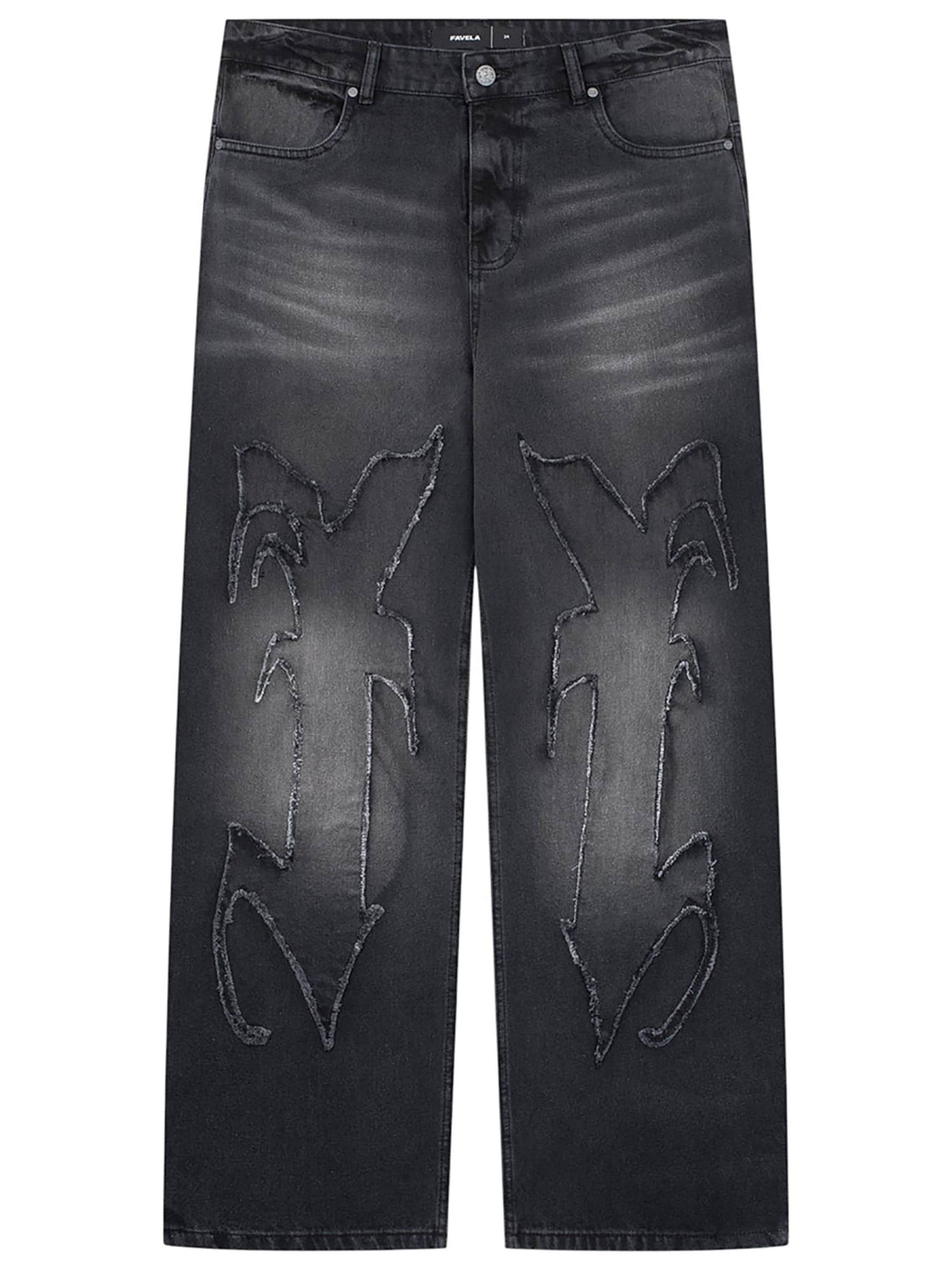 FAVELA Regular Jeans 'Aves Patch' in Black: front