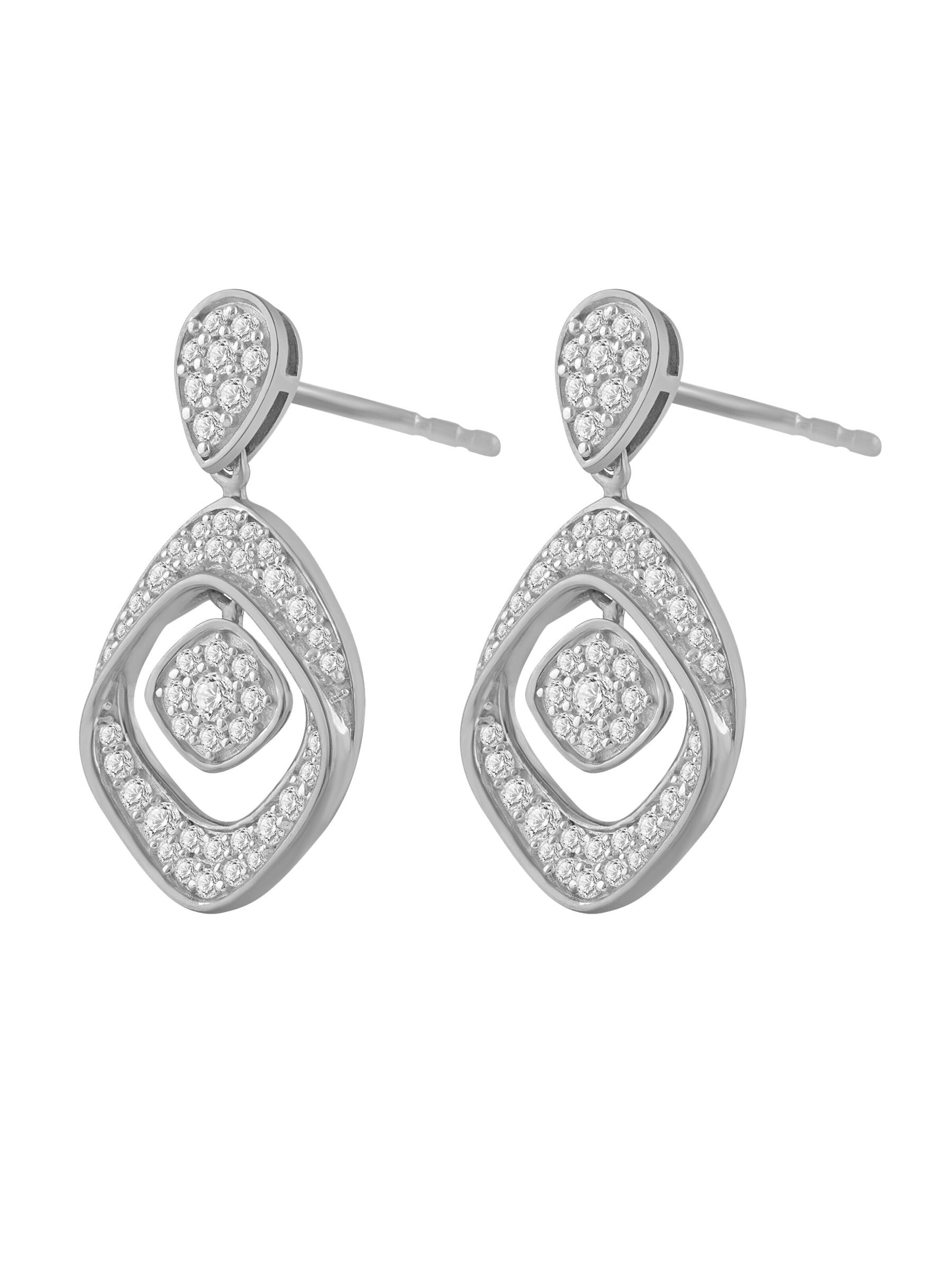 Diamant Exquis - Pendientes 'Ohrringe aus 585 Weißgold mit Diamant' en plata
