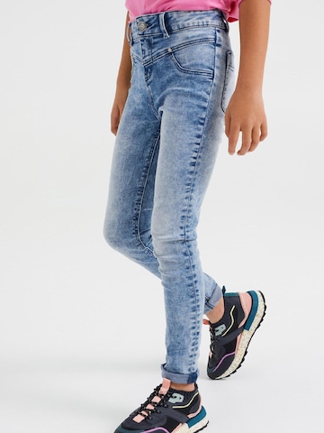 WE Fashion Skinny Jeans in Blauw: voorkant