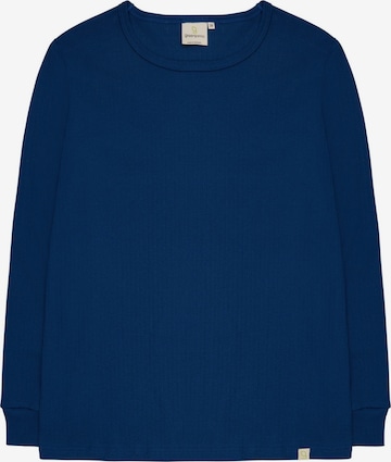 greenjama Schlafshirt 'Derby-Rib' in Blau: Vorderseite