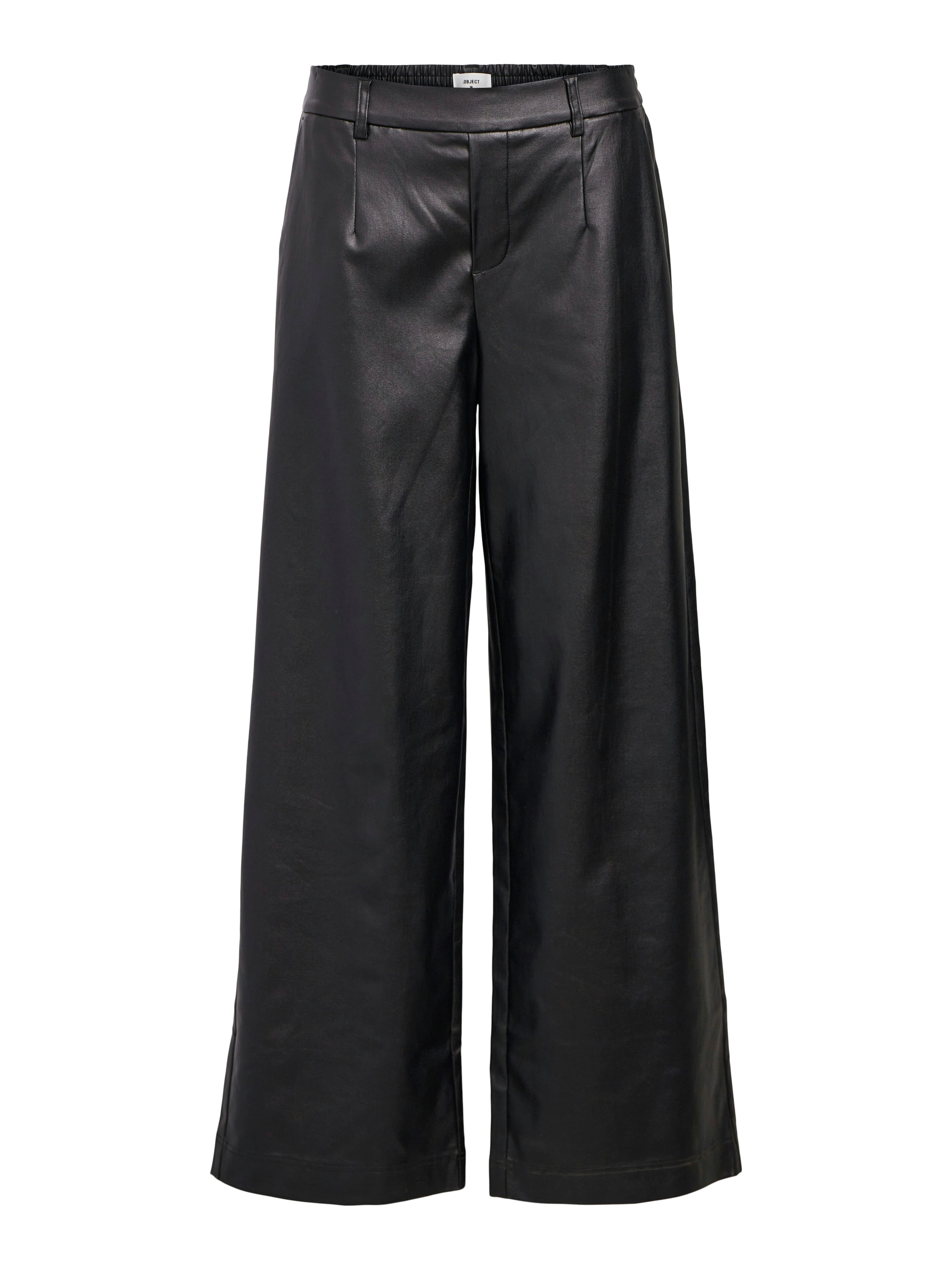 OBJECT Wide leg Pants 'OBJMelba Lisa' in Black: front