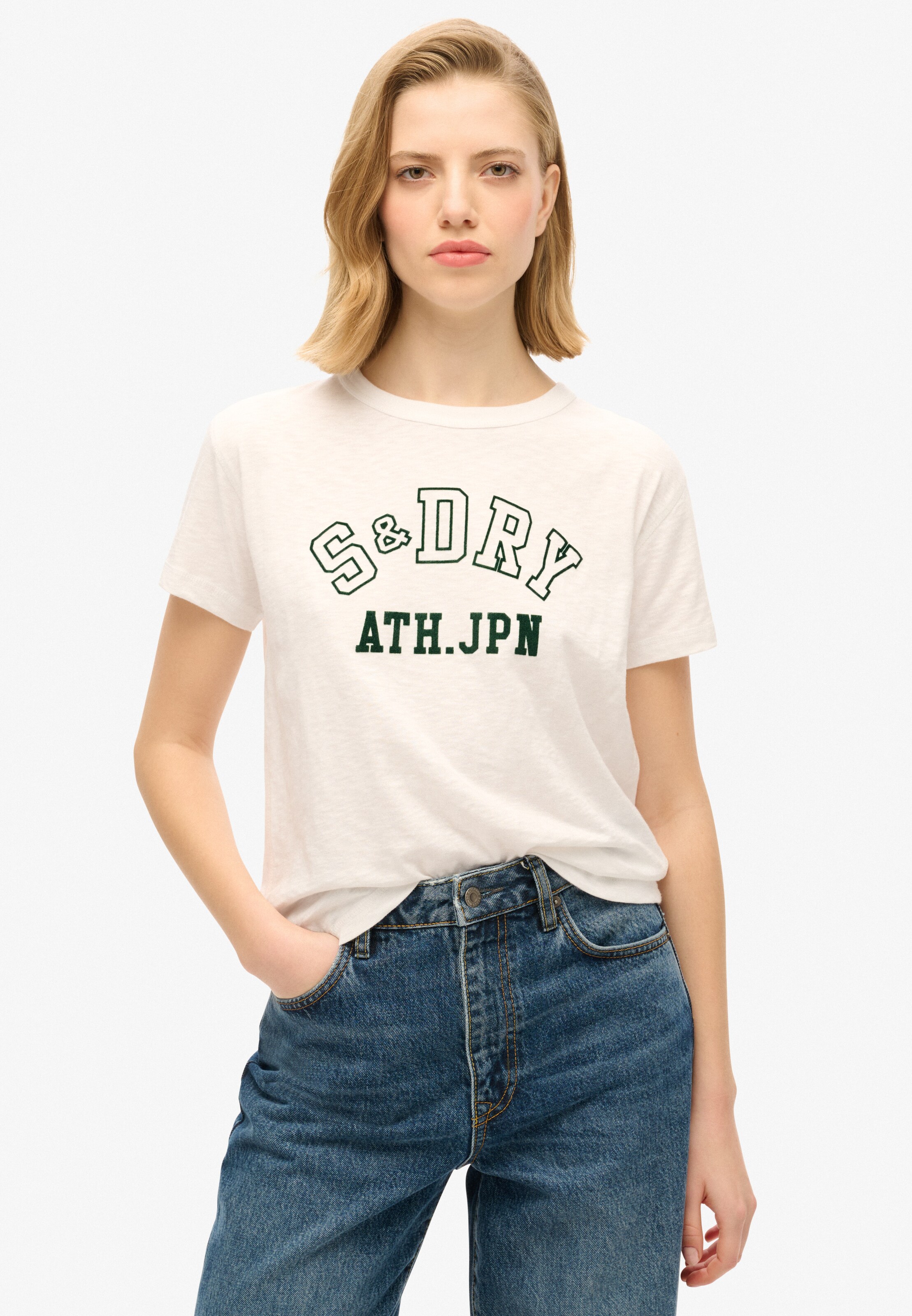 T-shirt Superdry en beige : devant