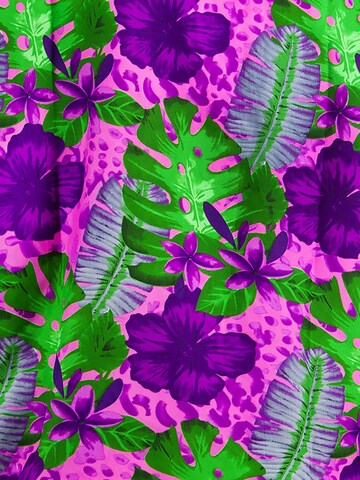 King Kameha Scarf 'Green Purple Flower' in Pink