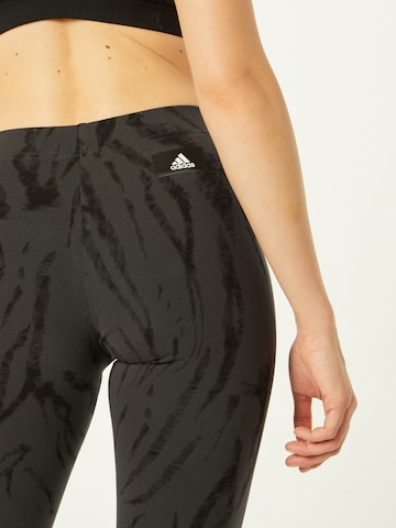 ADIDAS SPORTSWEAR Skinny Workout Pants 'Future Icons Animal Print' in Grey