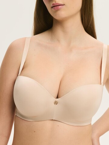 Push-up Reggiseno 'Push-up-BH Raffen, Plunge-Dekolleté, Balconette-Cups 65B' di ESOTIQ in beige