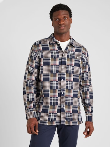 FARAH Comfort fit Button Up Shirt 'WOMACK' in Blue: front