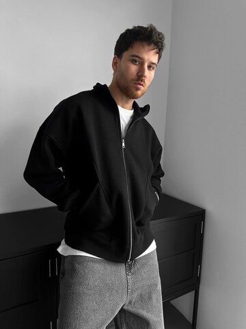 Kleidermafia - Sudadera 'Loose Fit Basic Zipper Jacket - Black' en negro