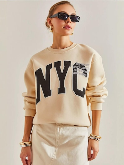 Bianco Lucci Sweatshirt in beige / schwarz / silber, Produktansicht