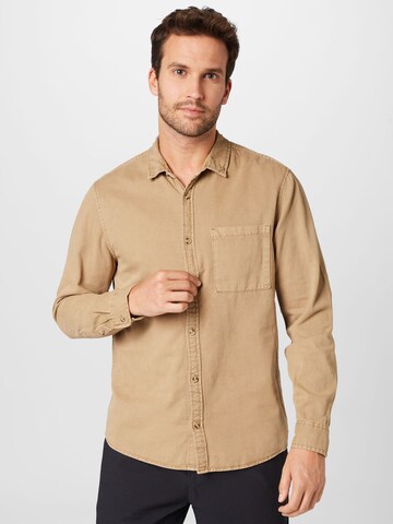 Cotton On Regular fit Overhemd 'CAMDEN' in Beige: voorkant