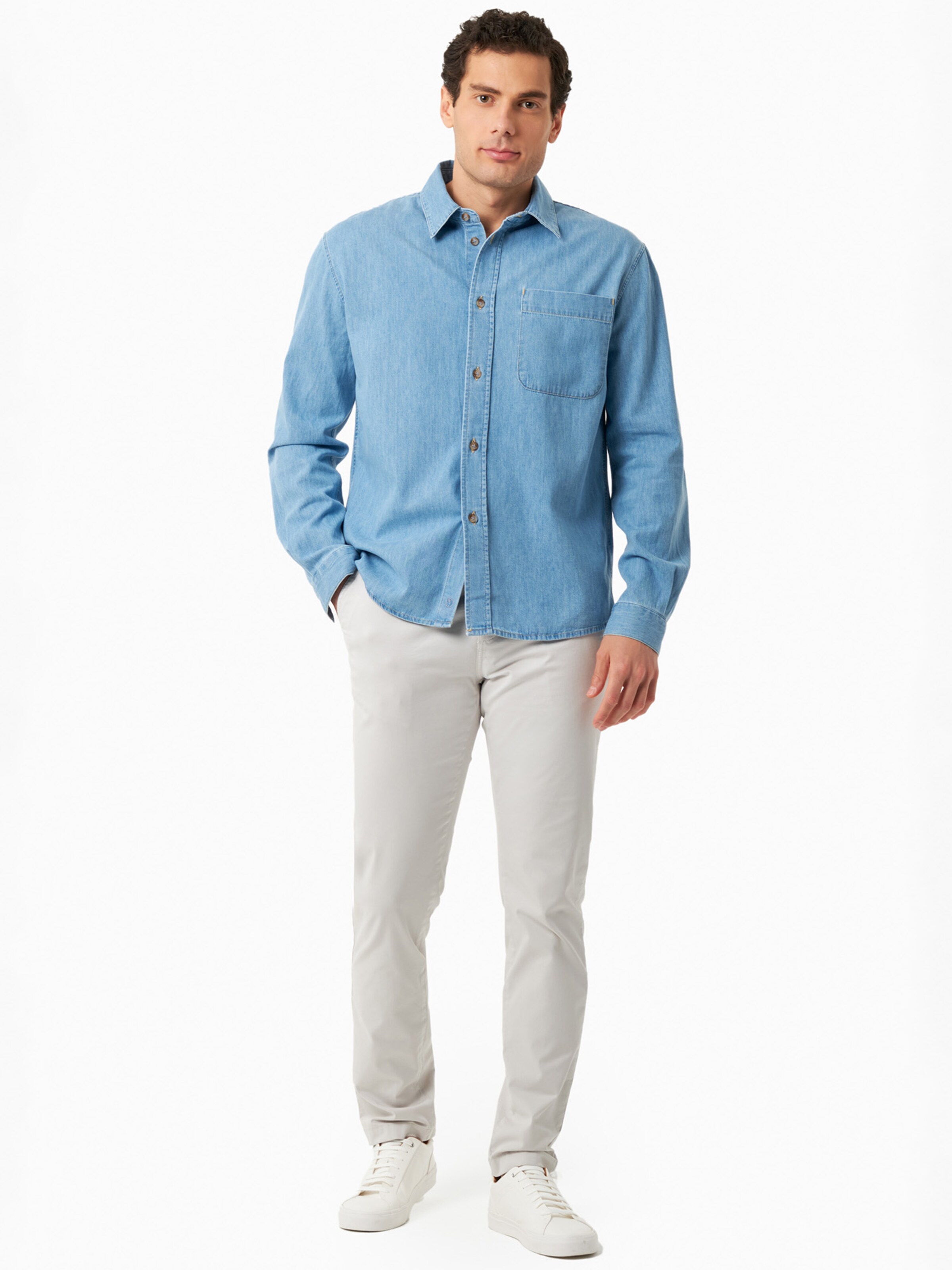 Organication Slimfit Hose in Grau: Vorderseite