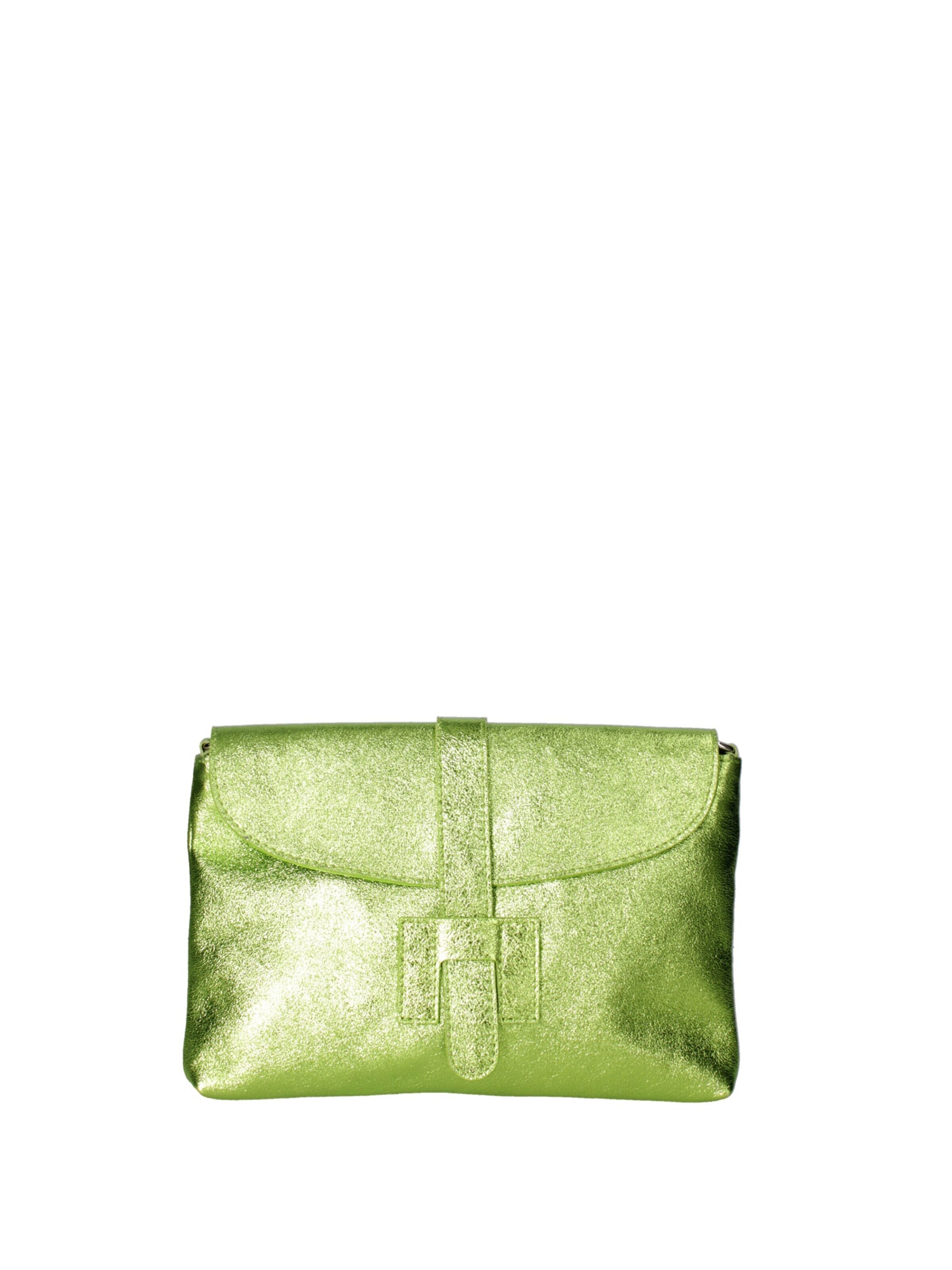 Pochette 'Pochette Donna Vera Pelle Laminato - Tracolla Regolabile' di Viola Castellani in verde: frontale