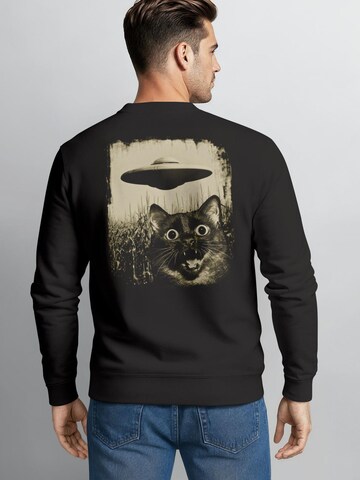 Neverless Sweatshirt 'Katze Alien Ufo' in Black