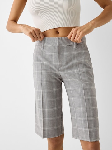 Bershka Regular Pleated Pants in Grey