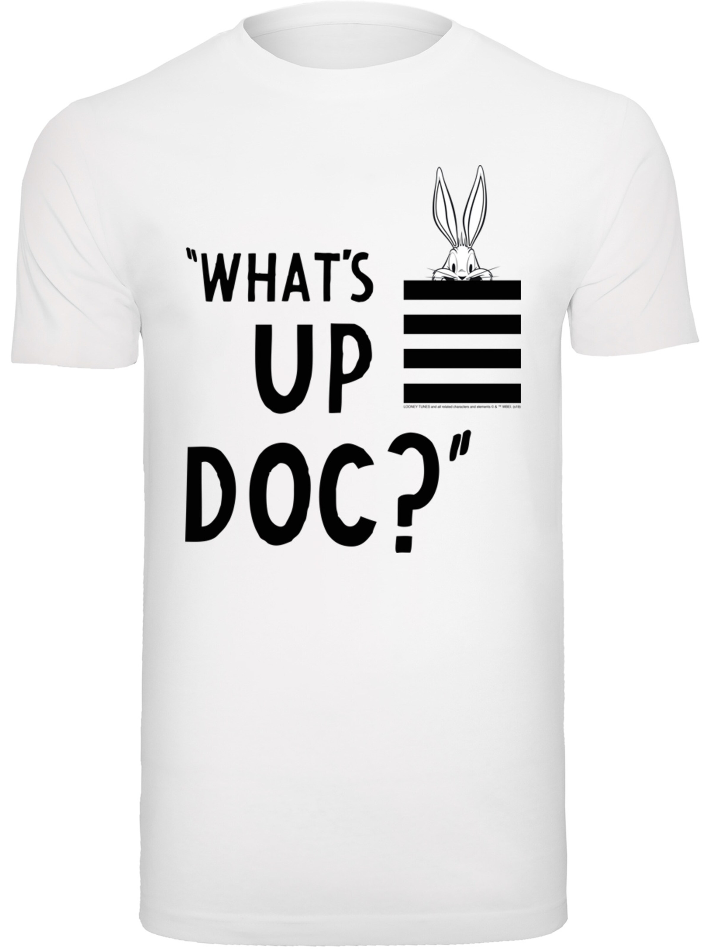 F4NT4STIC Shirt 'Looney Tunes Bugs Bunny ' in Wit: voorkant