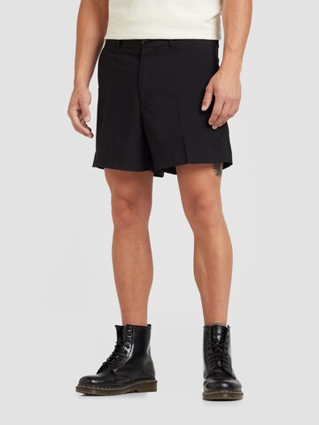 WEEKDAY Loose fit Trousers with creases 'Alessandro' in Black: front