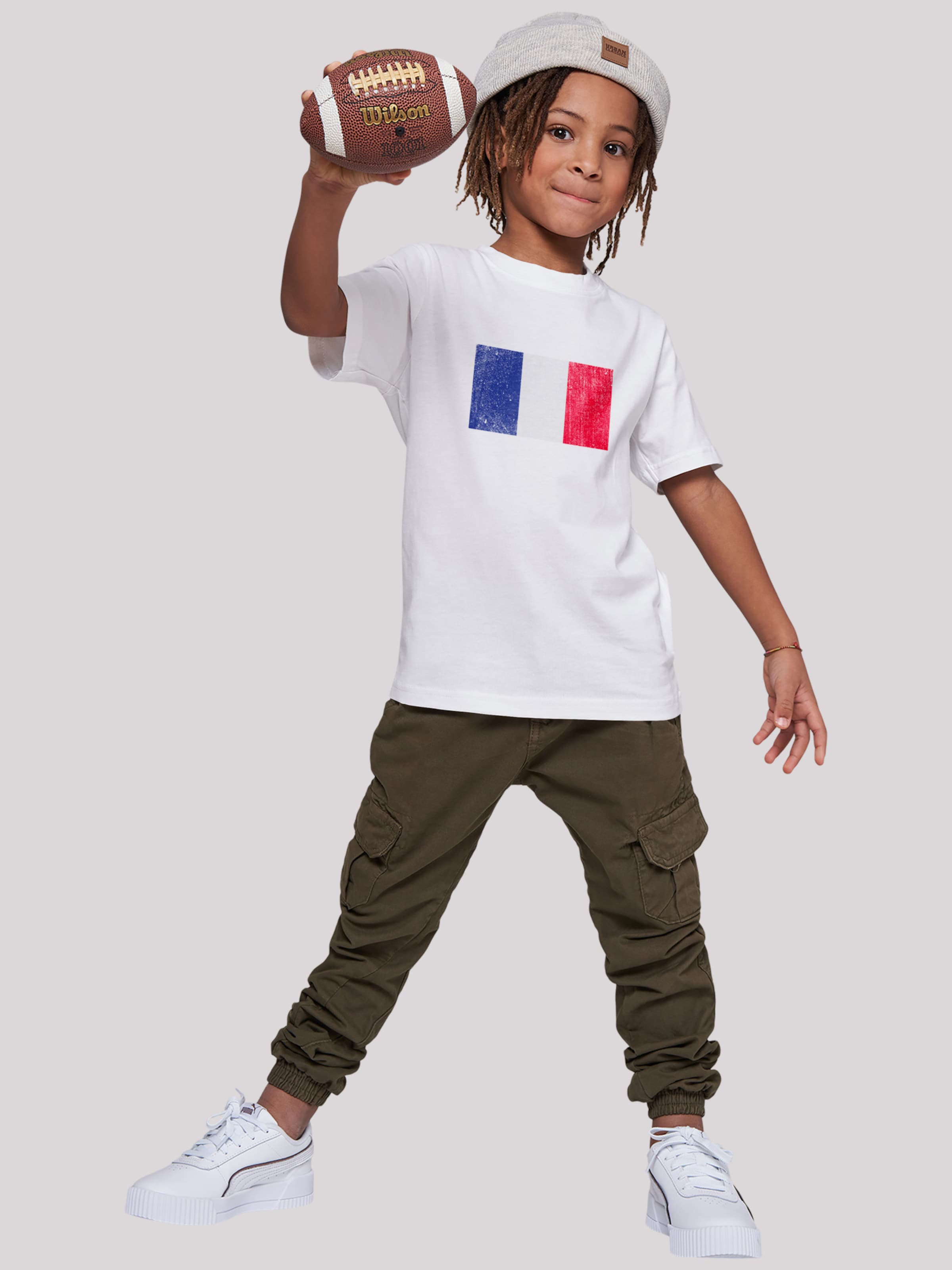 F4NT4STIC T-Shirt 'France Frankreich Flagge distressed' in Weiß | ABOUT YOU