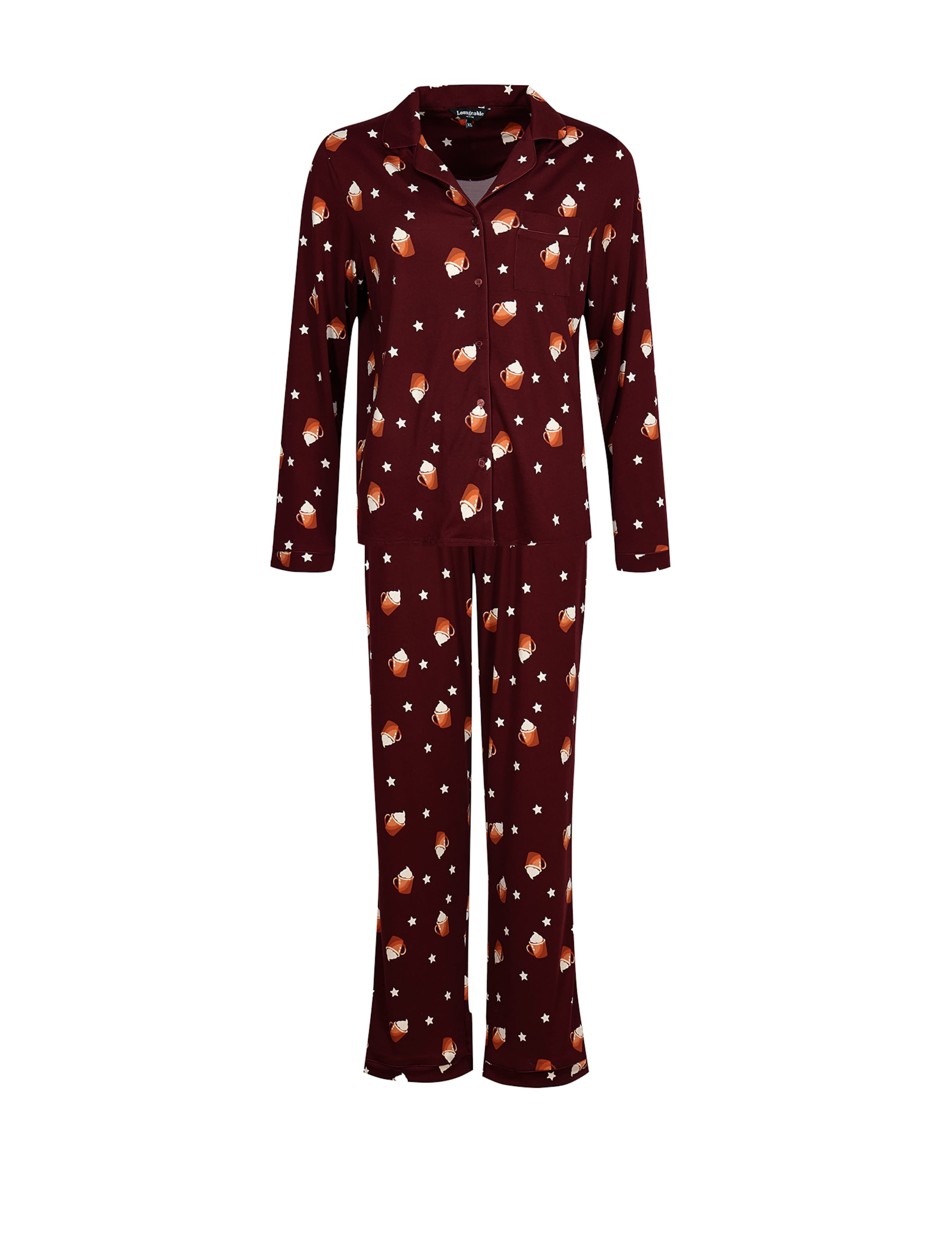 Loungeable Pajama 'Hot Latte' in Red: front
