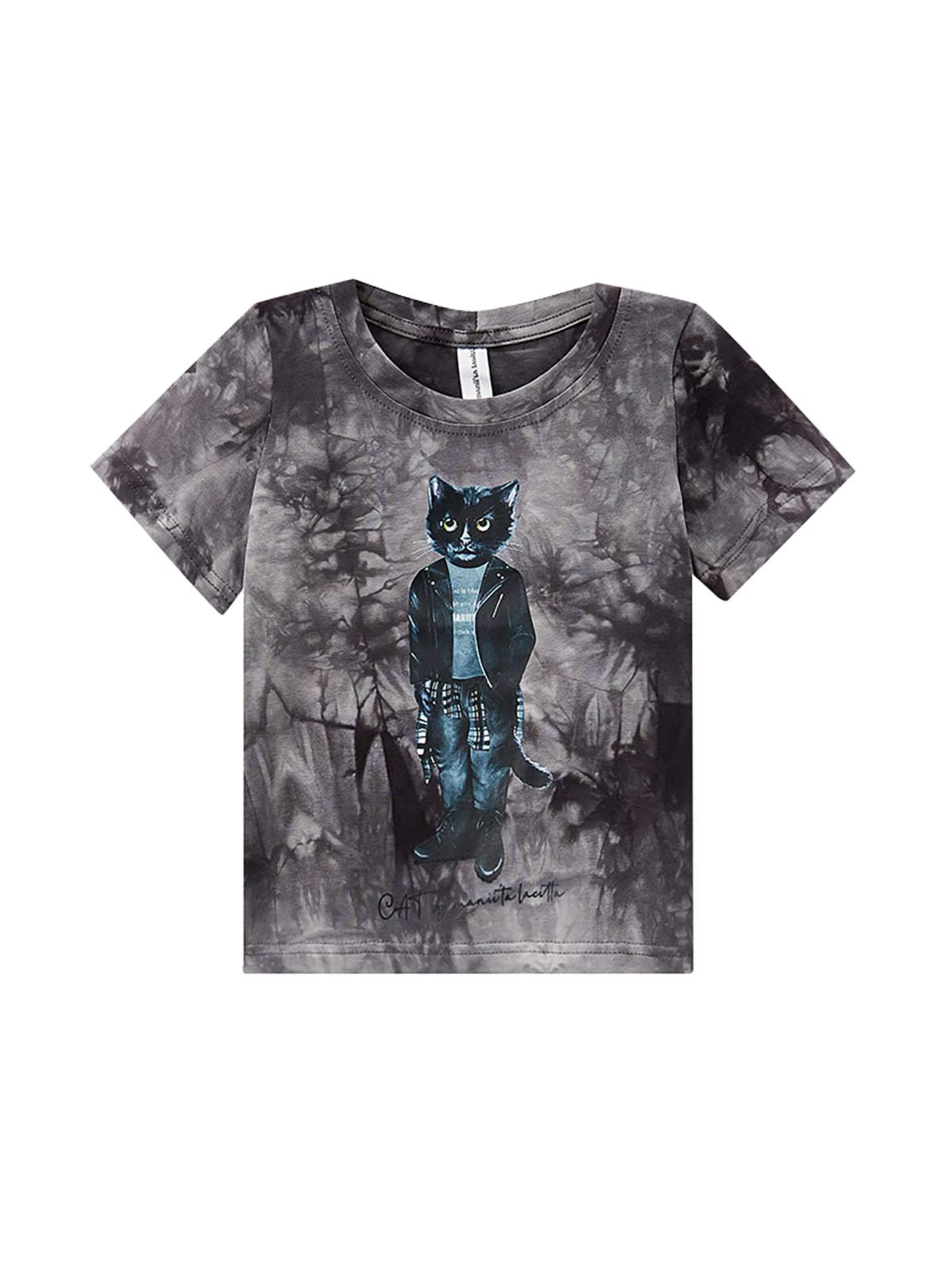 Maglietta 'Rocker Cat' di Cat e Lolette in grigio: frontale