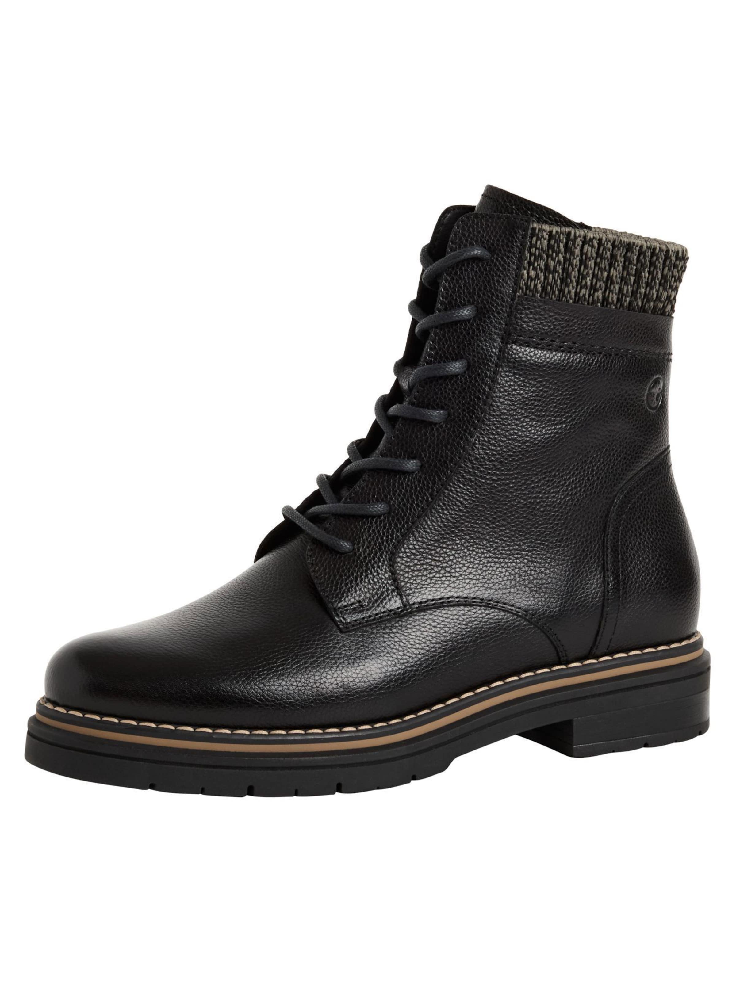 Tamaris - Botines con cordones en negro: frente