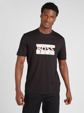BOSS - Camiseta 'Bossticket' en negro: frente