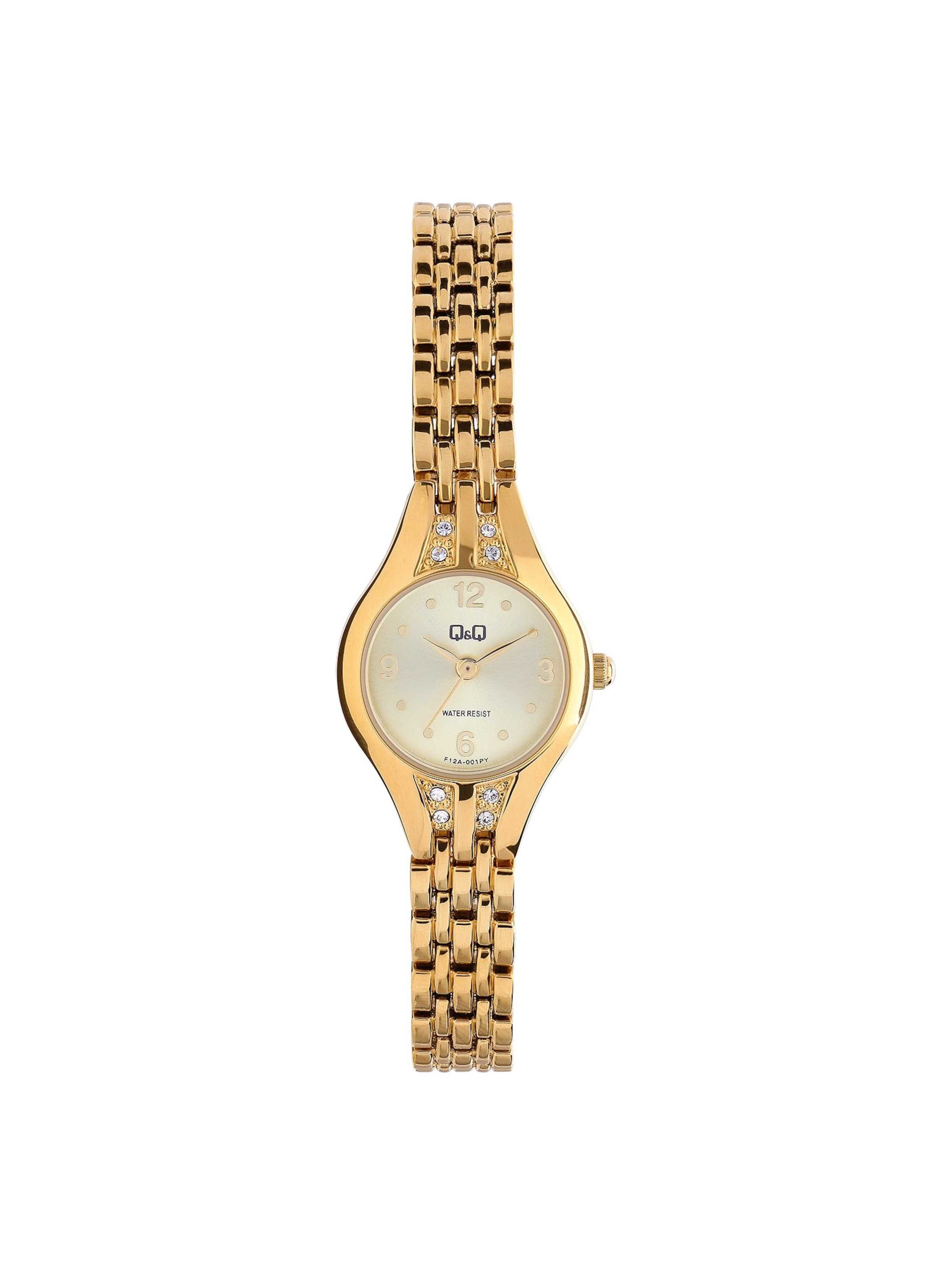 Q&Q Analoguhr in Gold: Vorderseite