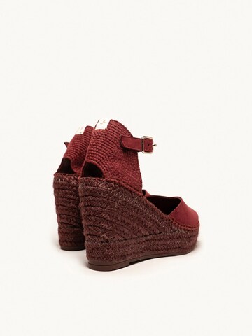 Alhamas Slingpumps 'Alpargata Cuña 10 cm Ante' in Rood
