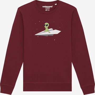 Sweat-shirt 'Alien on a paper plane' Watapparel en rouge : devant