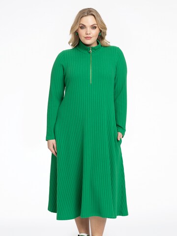 Yoek Dress in Green: front