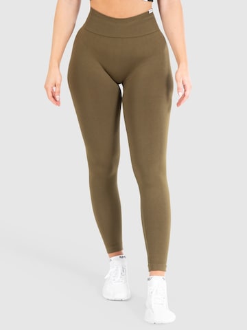 Smilodox Skinny Leggings 'Slayton Scrunch' in Grün: predná strana