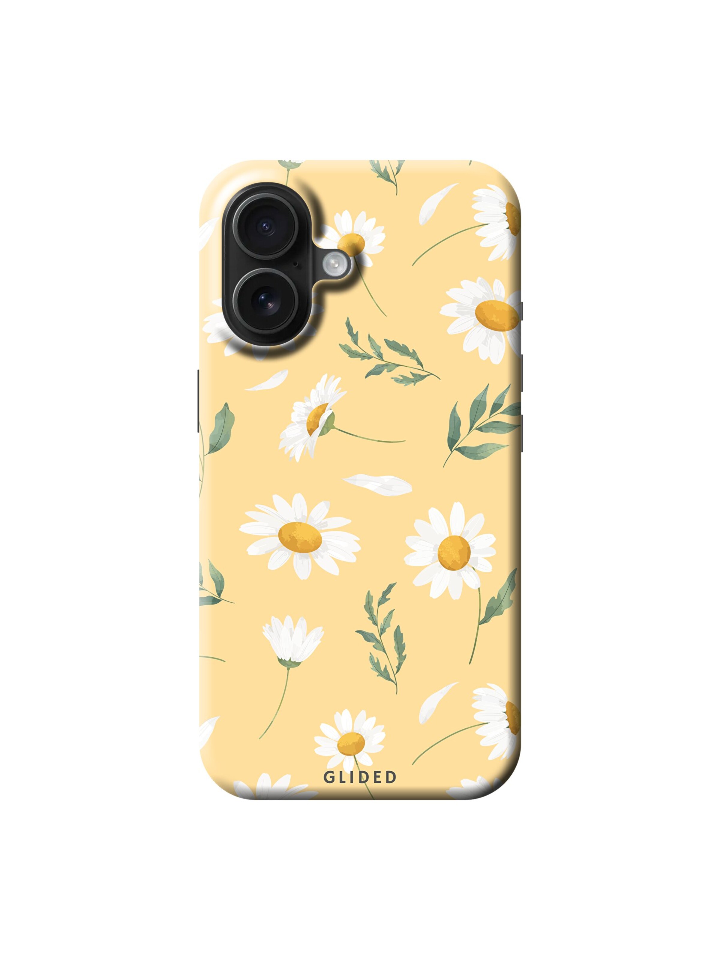 Glided Smartphonehülle 'Yellow Daisy Glided Handyhülle' in Schwarz: Vorderseite