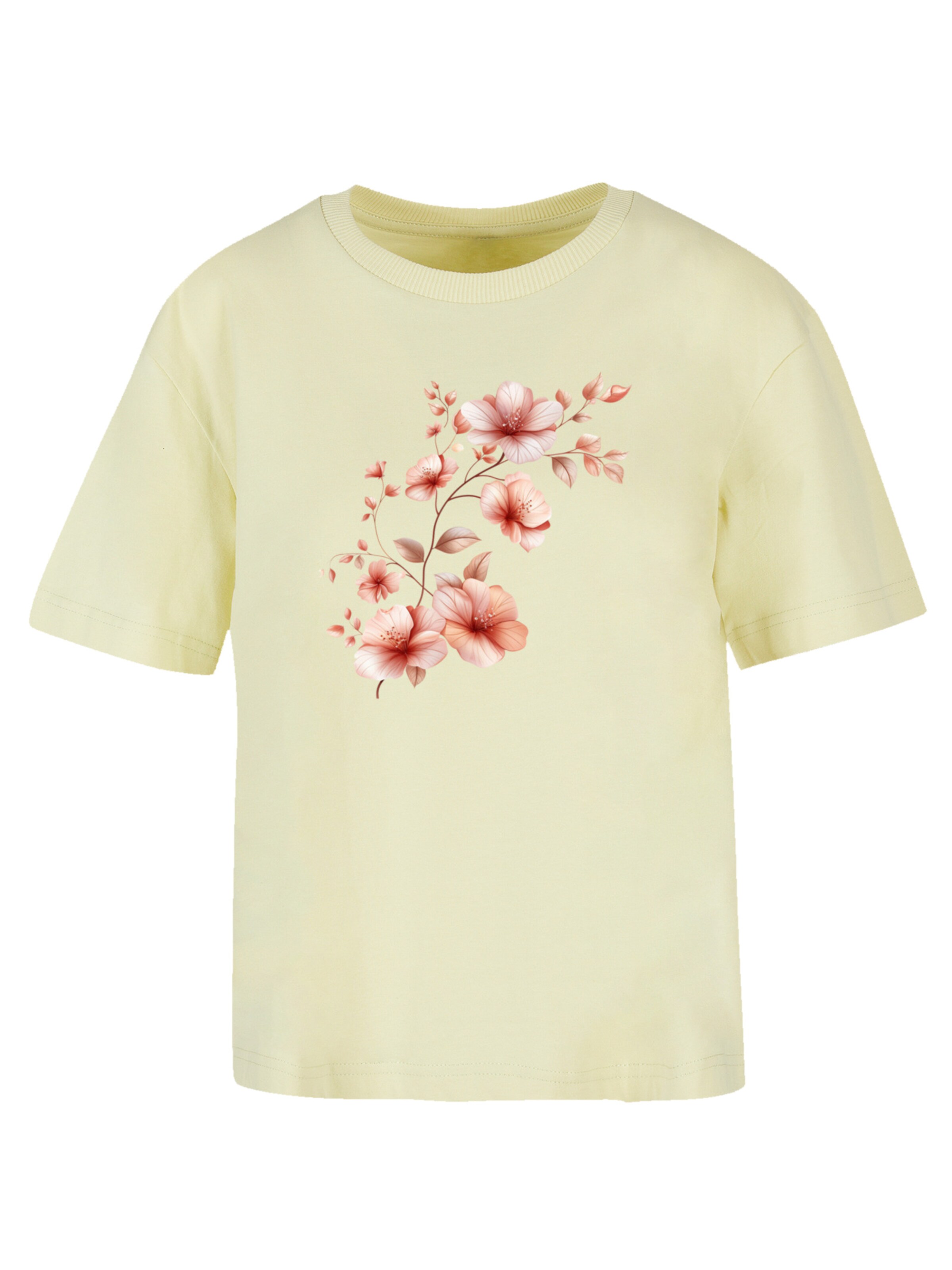 T-shirt oversize 'Rosa Blumenzweig 3D' F4NT4STIC en jaune : devant