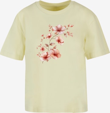 T-shirt oversize 'Rosa Blumenzweig 3D' F4NT4STIC en jaune : devant