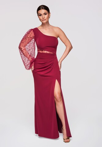 Ombre Evening Dress in Red: front