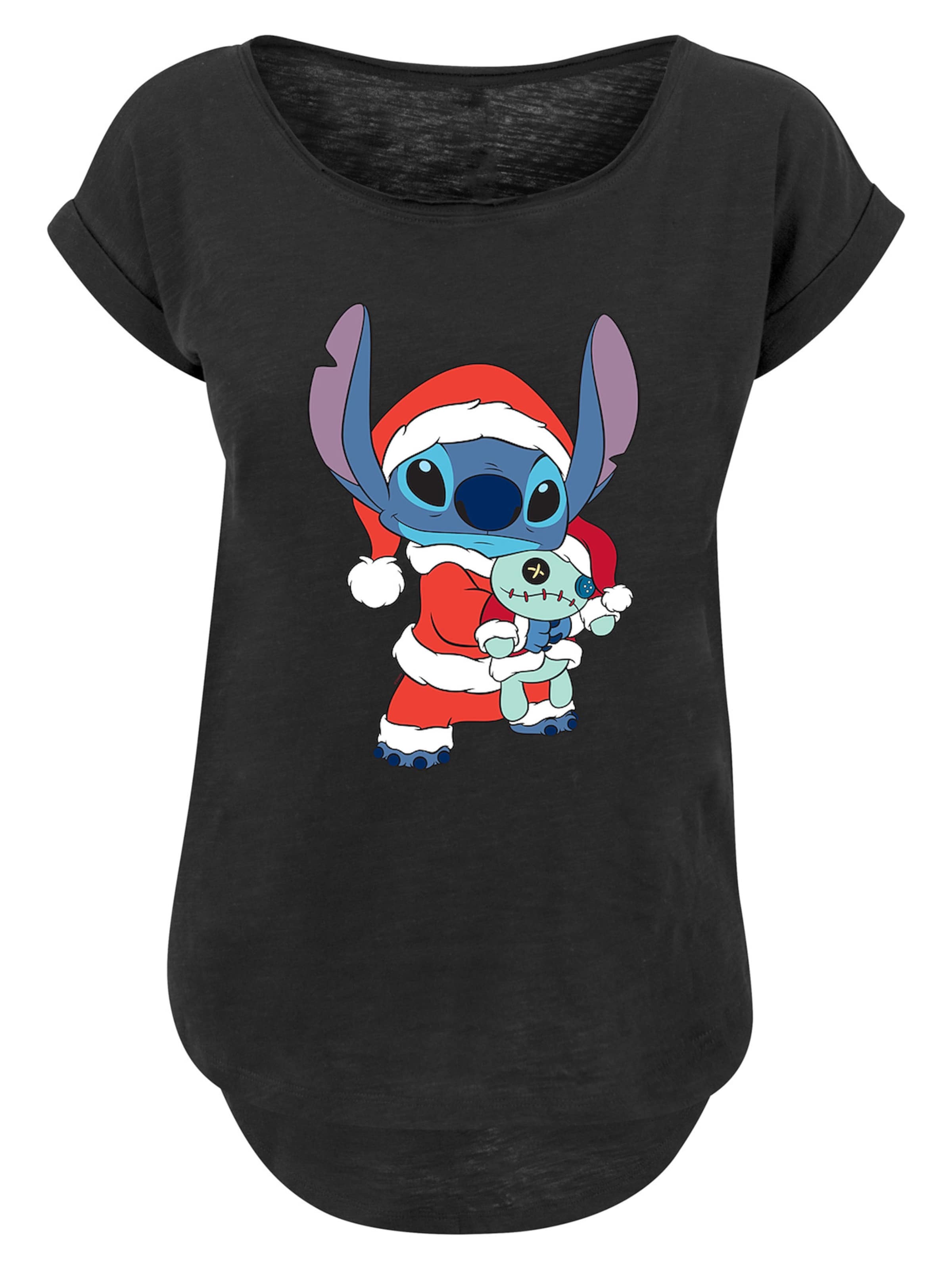 Maglietta 'Disney Lilo And Stitch Stitch Christmas' di F4NT4STIC in nero: frontale