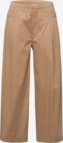 BRAX Wide leg Pleat-Front Pants 'MAINE' in Brown: front