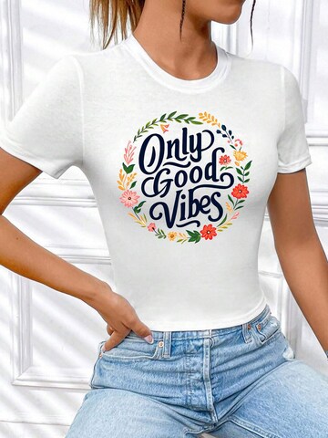 RMK Shirt 'Good Vibes Only'‌‌‌‌‌‌‌ in Weiß