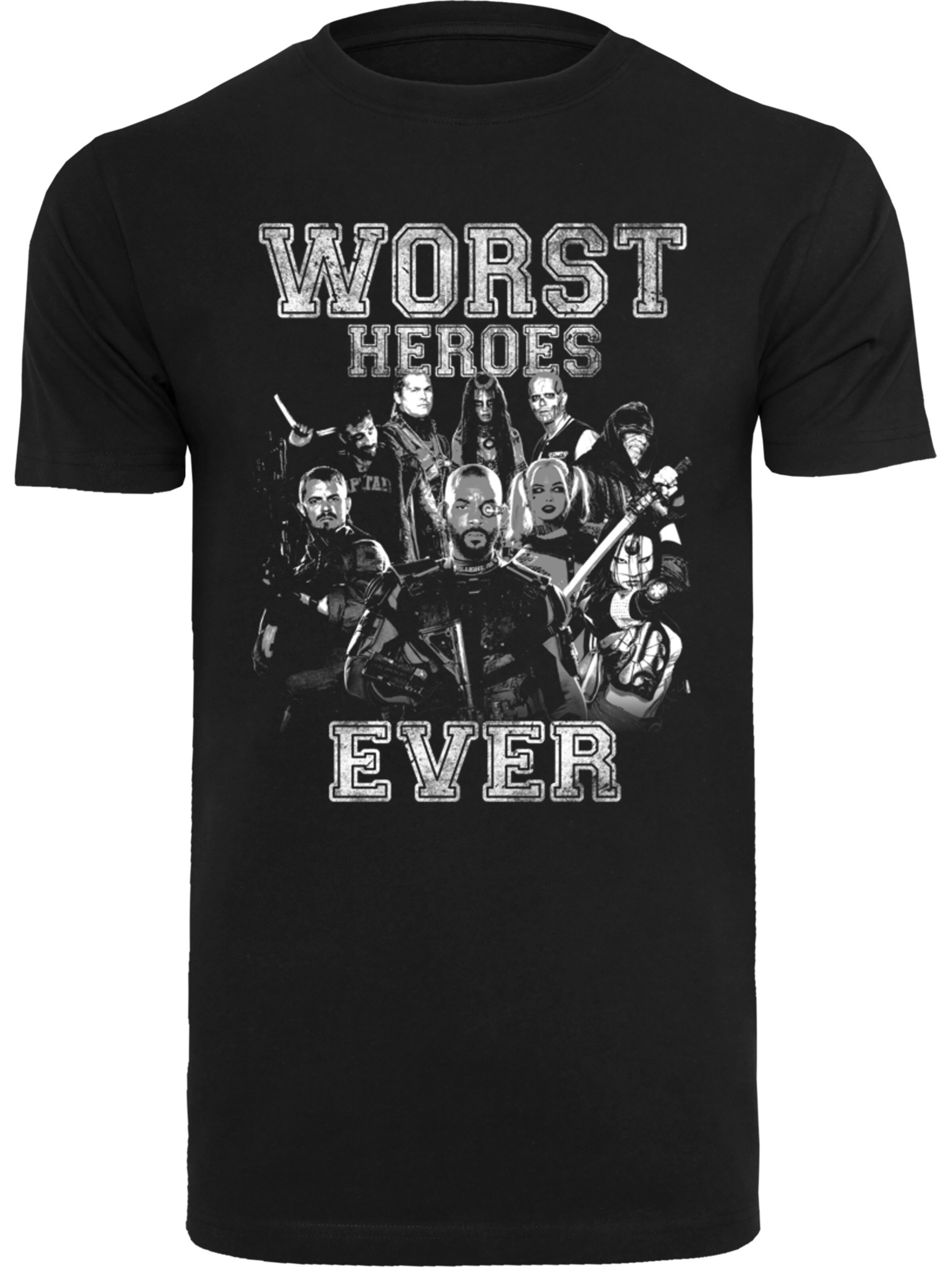 F4NT4STIC Shirt 'Suicide Squad Worst Heroes Ever' in Zwart: voorkant