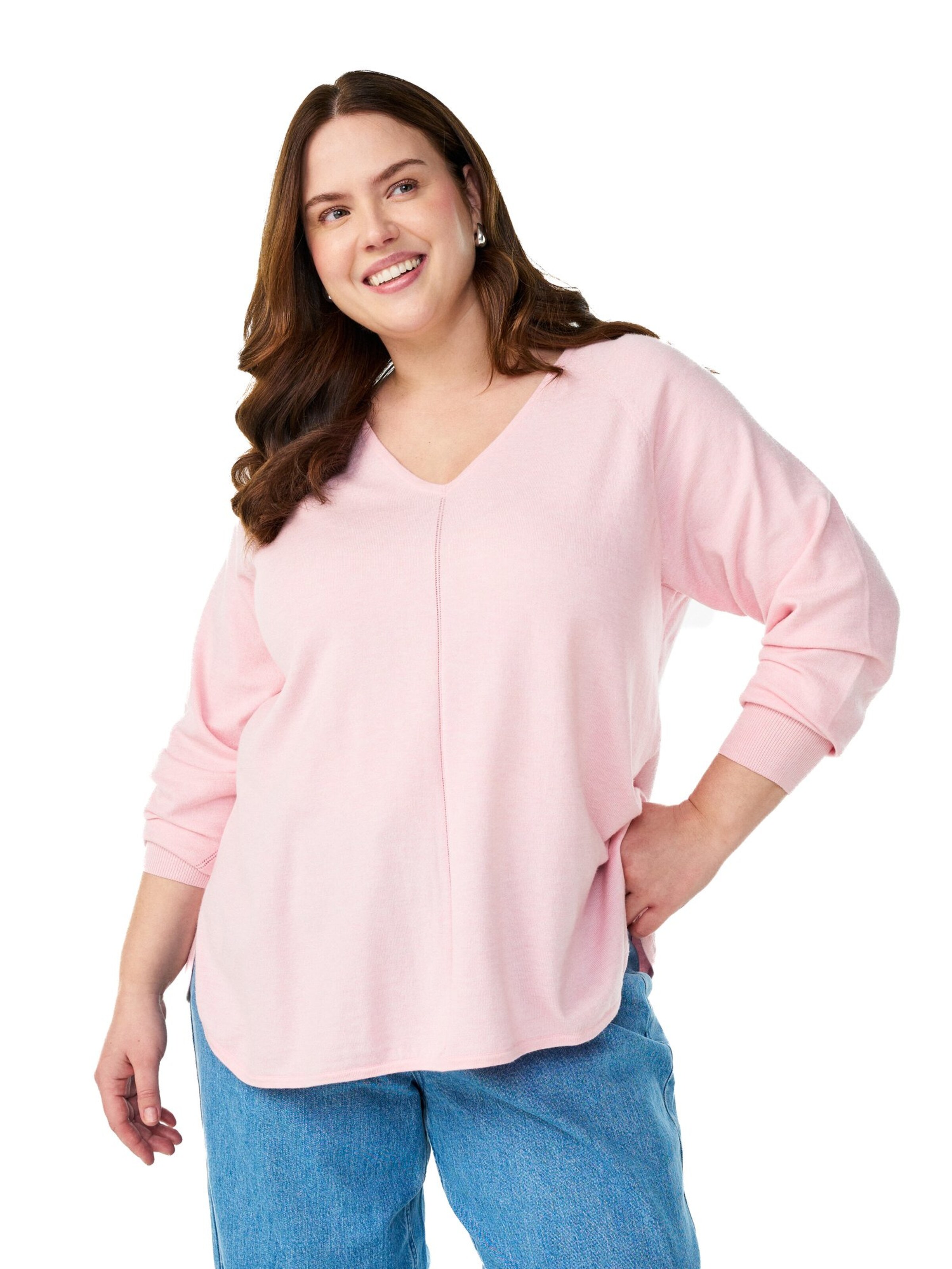 Zizzi Пуловер 'Caella' в розово: отпред