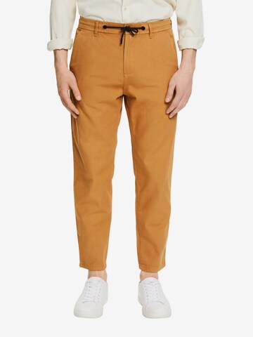 ESPRIT Loose fit Chino Pants in Brown: front
