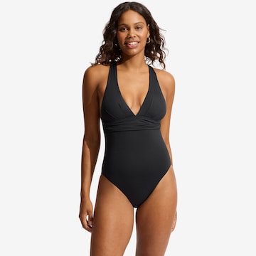Seafolly Triangle Swimsuit 'Collective' in Black: front