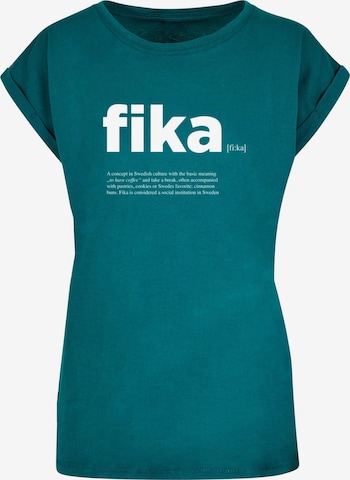 Mister Tee Shirt 'Fika Definition' in Blauw: voorkant