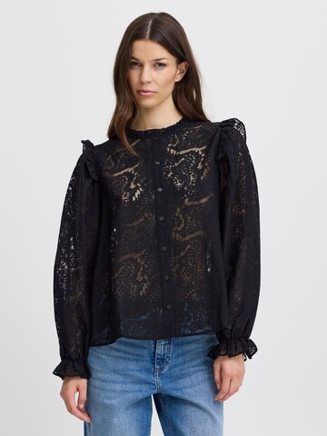 Camicia da donna 'IH YARROW' di ICHI in nero: frontale
