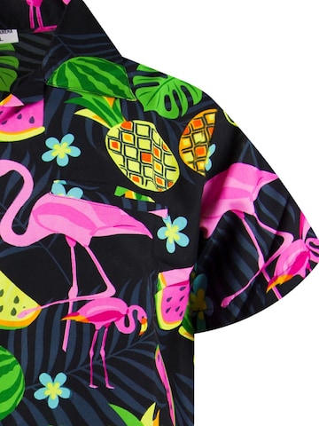King Kameha Shirt 'Flamingo Melone'‌‌‌‌‌‌‌ in Schwarz