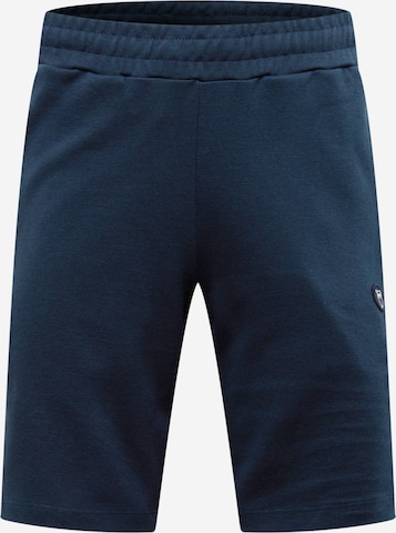 KnowledgeCotton Apparel Slimfit Kalhoty – modrá: přední strana