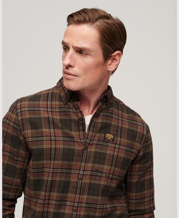 Superdry Comfort fit Button Up Shirt in Brown