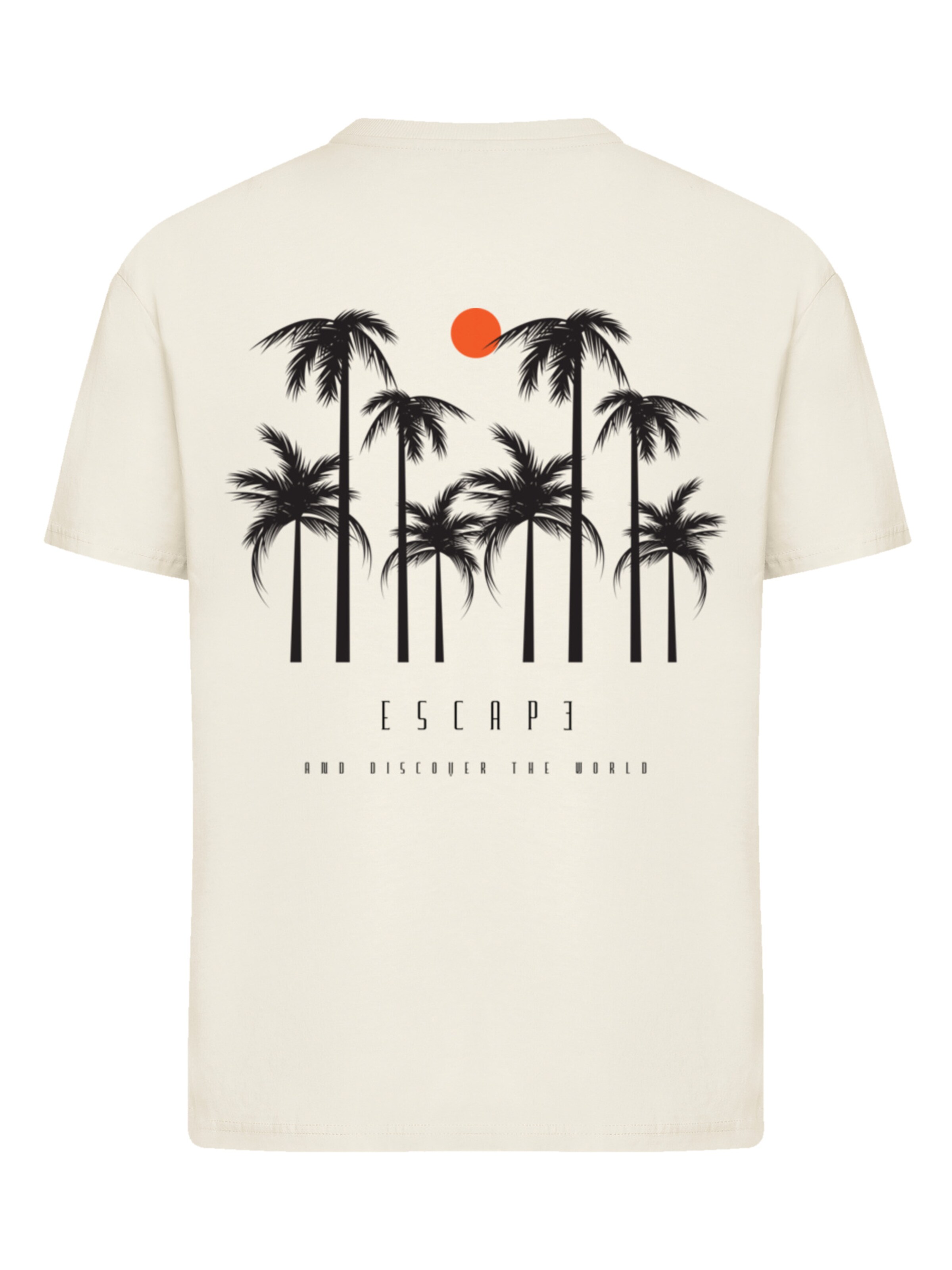 F4NT4STIC Shirt 'Escape Discover the World Palm Trees Black' in Beige