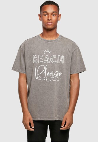 Merchcode Shirt 'Beach Please' in Grijs: voorkant