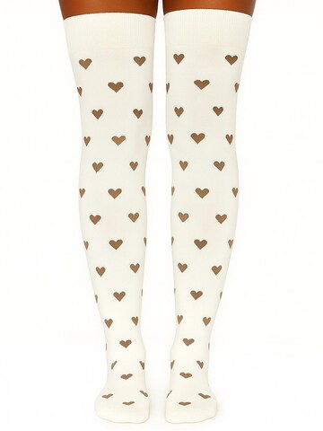 Lycille Over the Knee Socks in Beige: front
